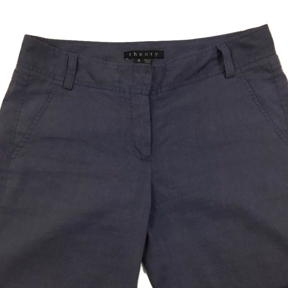 THEORY Gray Linen Blend Bermuda Shorts - Picture 2 of 4